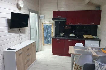 KORMORAN - Chalet Świerk, stue med køkkenkrog